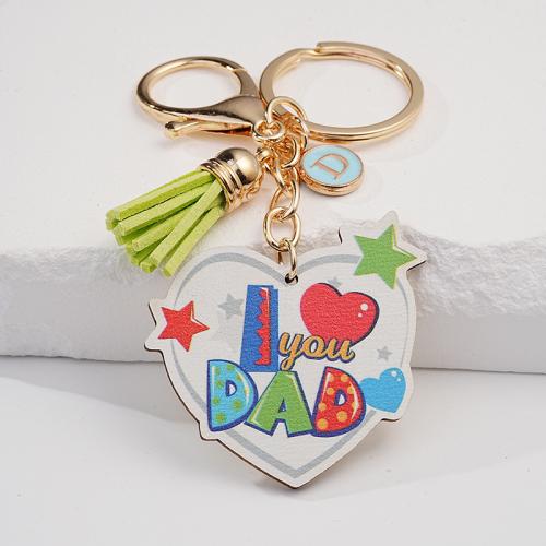 Zinc Alloy Key Lås, med PU & Træ, Heart, Udskrivning, Unisex & emalje, nikkel, bly & cadmium fri, 96x70mm, Solgt af PC