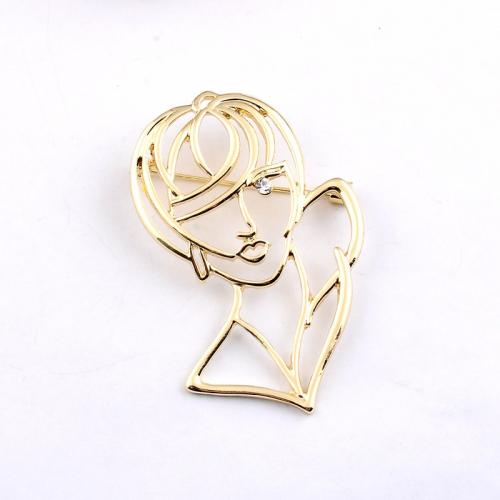 Zinc Alloy Broche, Gezicht, plated, voor vrouw & met strass & hol, meer kleuren voor de keuze, 40x60mm, Verkocht door PC