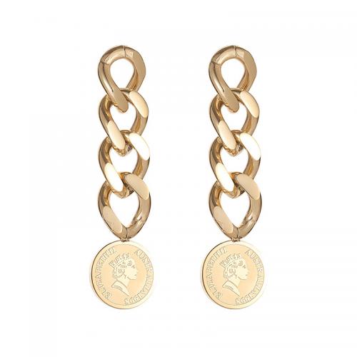 Acier titane Boucle d'oreille goutte, Plaqué d'or 14K, pour femme & creux, 40mm, Vendu par paire