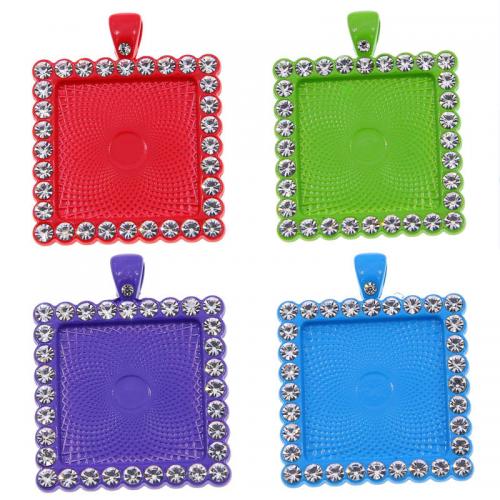 Zink legering hanger Cabochon instelling, Zinc Alloy, Square, moffelen vernis, DIY & met strass, meer kleuren voor de keuze, nikkel, lood en cadmium vrij, 35x43mm, Binnendiameter:Ca 25mm, Ca 100pC's/Bag, Verkocht door Bag