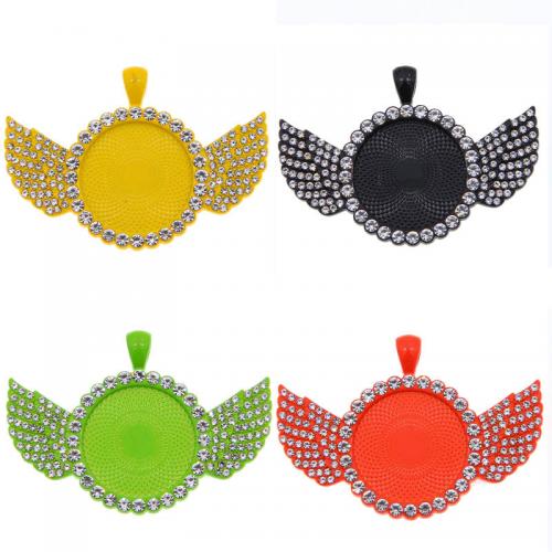 Cink Alloy Privjesak kupolasti polirani dragulj Podešavanje, Wing Shape, stoving lakova, možete DIY & s Rhinestone, više boja za izbor, nikal, olovo i kadmij besplatno, 59x42mm, Unutarnji promjer:Približno 25mm, Približno 100računala/Torba, Prodano By Torba