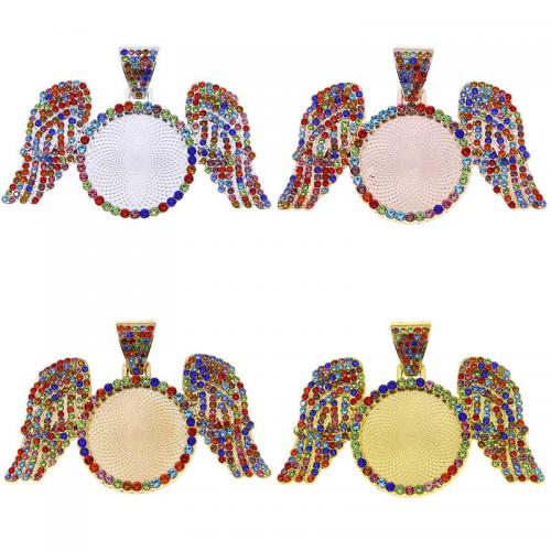 Zinc Alloy vedhæng Cabochon Setting, Wing Shape, forgyldt, du kan DIY & med rhinestone, flere farver til valg, nikkel, bly & cadmium fri, Ca. 100pc'er/Bag, Solgt af Bag