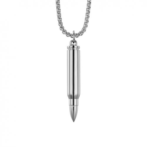 Titanium stål halskæde, Bullet, mode smykker & Unisex, flere farver til valg, 7x43mm, Længde Ca. 60 cm, Solgt af PC