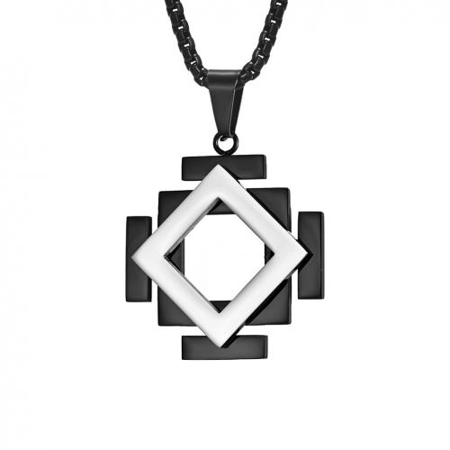 Titanstahl Halskette, Rhombus, Modeschmuck & unisex & hohl, keine, 34x40mm, Länge ca. 60 cm, verkauft von PC