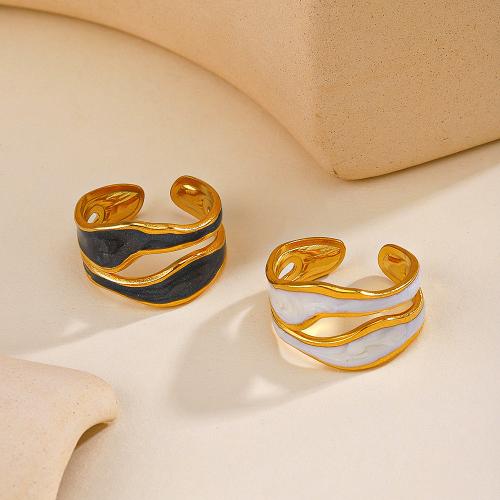 Emaille Rostfreier Edelstahl Fingerring, 304 Edelstahl, 18K vergoldet, Modeschmuck & für Frau, keine, diameter 17mm, verkauft von PC