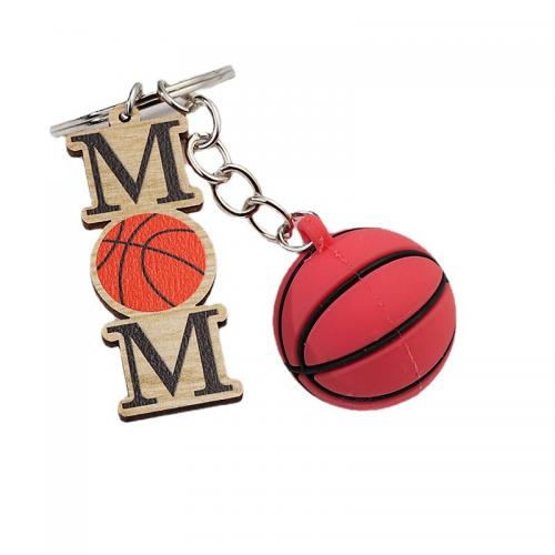 Broche de clave de aleación zic, aleación de zinc, con madera & plástico PVC, Baloncestobalón, unisexo, libre de níquel, plomo & cadmio, 87x58mm, Vendido por UD