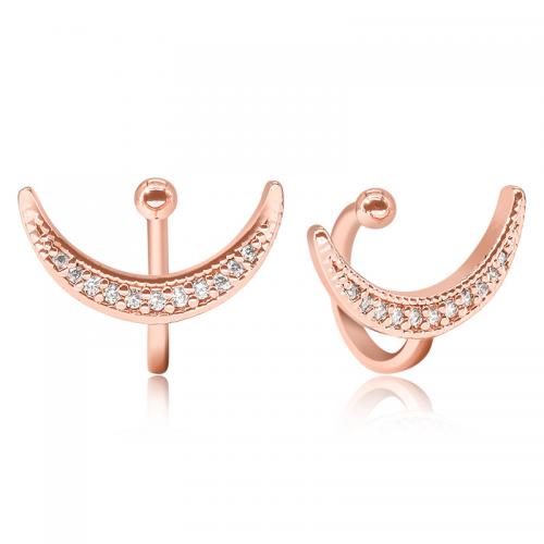 Pendientes Ear Cuff, metal, chapado en oro real, micro arcilla de zirconia cúbica & para mujer, más colores para la opción, 13mm, Vendido por Par