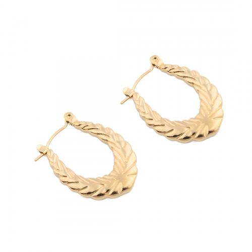 Acier inoxydable Levier Retour Earring, Acier inoxydable 304, Placage, pour femme, doré, 26x19.50x3mm, Vendu par paire