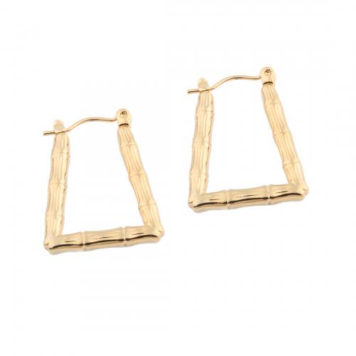 Stainless Steel Lever Terug Earring, 304 roestvrij staal, plated, voor vrouw, gouden, 26x20.50x3mm, Verkocht door pair