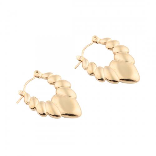 Acier inoxydable Levier Retour Earring, Acier inoxydable 304, Placage, pour femme, doré, 26x18.50x3mm, Vendu par paire