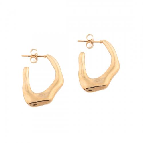 Acier inoxydable Levier Retour Earring, Acier inoxydable 304, Placage, pour femme, doré, 25x17.50x3mm, Vendu par paire