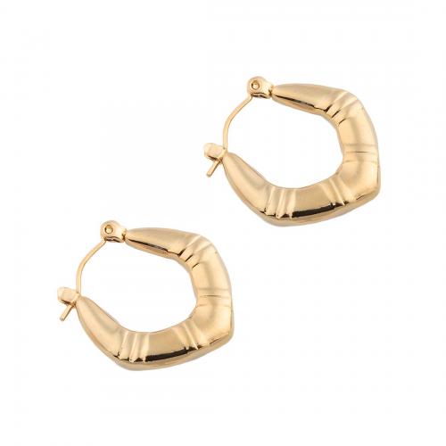 Acier inoxydable Levier Retour Earring, Acier inoxydable 304, Placage, pour femme, doré, 23x21x3.50mm, Vendu par paire