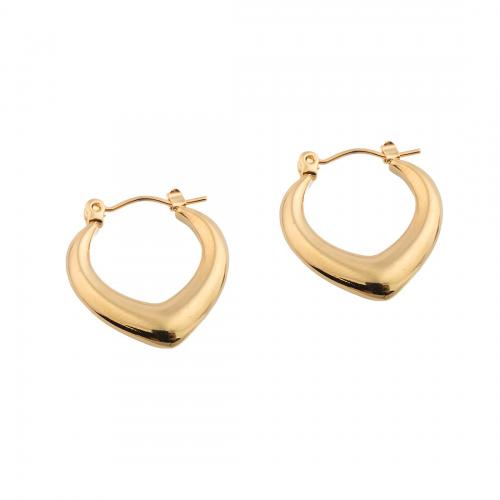 Stainless Steel Lever Terug Earring, 304 roestvrij staal, plated, voor vrouw, gouden, 22x20.50x3mm, Verkocht door pair