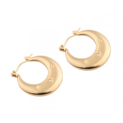 Stainless Steel Lever Terug Earring, 304 roestvrij staal, plated, voor vrouw, gouden, 24x22.50x3mm, Verkocht door pair