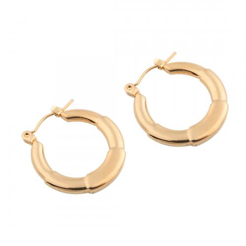 Stainless Steel Lever Terug Earring, 304 roestvrij staal, plated, voor vrouw, gouden, 24x23x3mm, Verkocht door pair