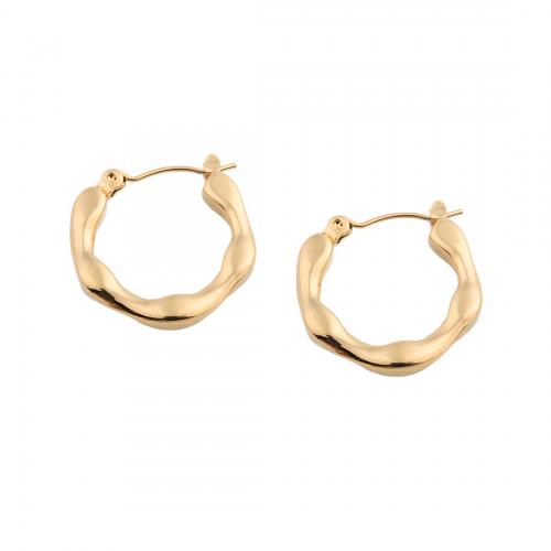 Stainless Steel Lever Terug Earring, 304 roestvrij staal, plated, voor vrouw, gouden, 21x20.50x3mm, Verkocht door pair