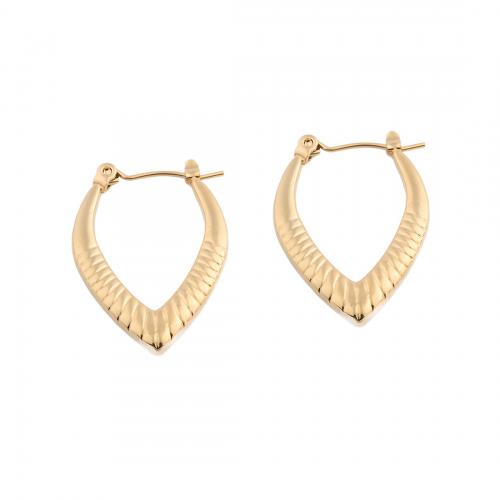 Acier inoxydable Levier Retour Earring, Acier inoxydable 304, Placage, pour femme, doré, 27x19.50x3mm, Vendu par paire