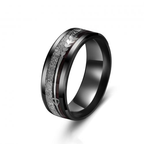 Anillo de dedo de acero inoxidable, acero inoxidable 304, Joyería & diverso tamaño para la opción & para hombre, Negro, libre de níquel, plomo & cadmio, Vendido por UD