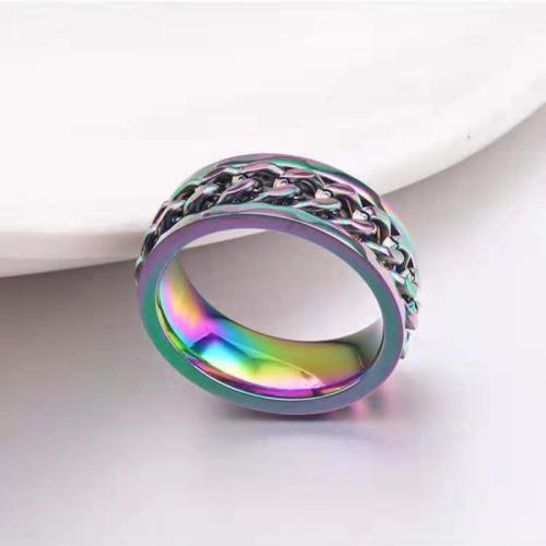 Anillo de dedo de acero inoxidable, acero inoxidable 304, Joyería & diverso tamaño para la opción & para hombre, multicolor, libre de níquel, plomo & cadmio, Vendido por UD