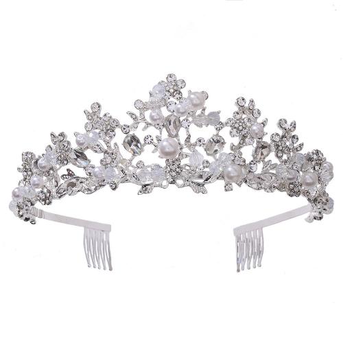 Diadema, lega in zinco, with strass & perla in plastica, gioielli di moda & stili diversi per la scelta & per la donna & con strass, nessuno, assenza di nichel,piombo&cadmio, Diameter:15 cm,Height:5.2 cm, Venduto da PC