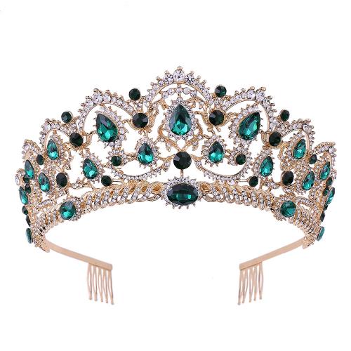 Tiaras, Sinc Alloy, le Rhinestone, jewelry faisin & do bhean & le rhinestone, dathanna níos mó le haghaidh rogha, nicil, luaidhe & caidmiam saor in aisce, Diameter:15 cm,Height:6.7 cm, Díolta De réir PC