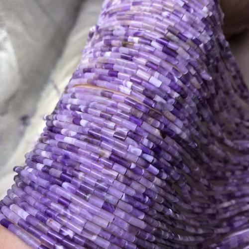 Natuurlijke Amethyst kralen, Amethist, Kolom, DIY, purper, 2x4mm, Per verkocht Ca 38 cm Strand