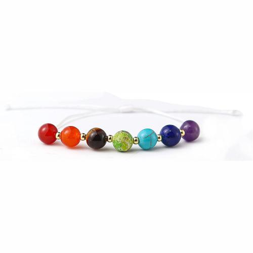 Pulseras de piedras preciosas, Piedra natural, con Cordón de nudo, Esférico, Ajustable & Joyería & unisexo, más colores para la opción, longitud aproximado 18-23 cm, Vendido por UD