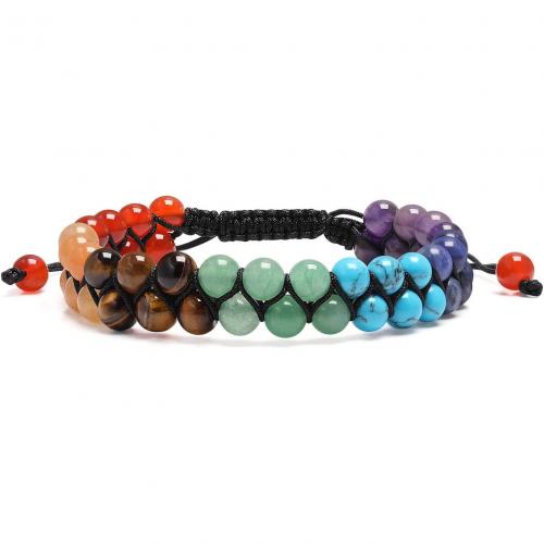 Gemstone Bracciali, Pietra naturale, with Cordone di nodi, Cerchio, Regolabile & gioielli di moda & materiali diversi per la scelta & unisex, nessuno, 6mm, Lunghezza Appross. 18-23 cm, Venduto da PC