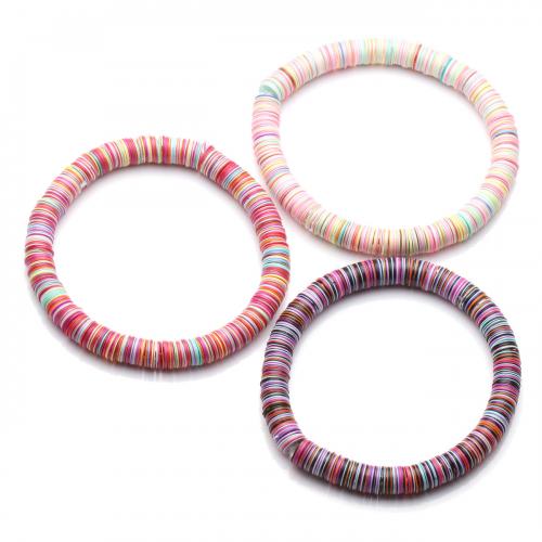 Bijoux bracelets de mode, argile de polymère, avec fil élastique, Plat rond, bijoux de mode & unisexe, plus de couleurs à choisir, Longueur Environ 16 cm, Vendu par PC