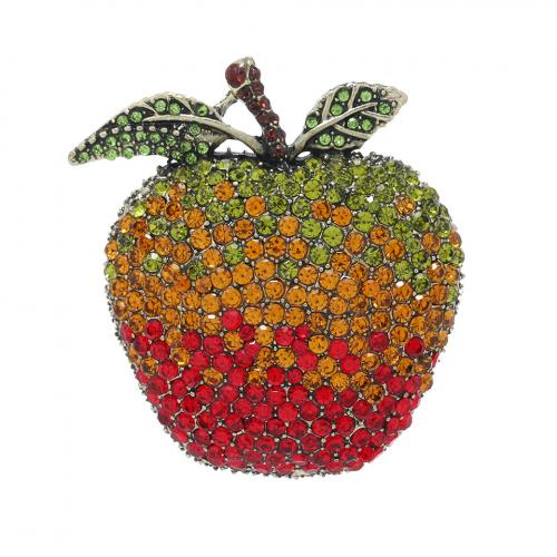 Zinc Alloy Brooches Apple Unisex & with rhinestone nickel lead & cadmium free Approx Sold By Lot