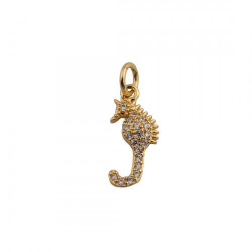 Ciúbach Zirconia siogairlín Micrimhilseogra réiteodh Prás, Seahorse, jewelry faisin & unisex & micrea réiteach zirconia ciúbach, órga, nicil, luaidhe & caidmiam saor in aisce, 16x7mm, Poll:Thart 3.5mm, Díolta De réir PC