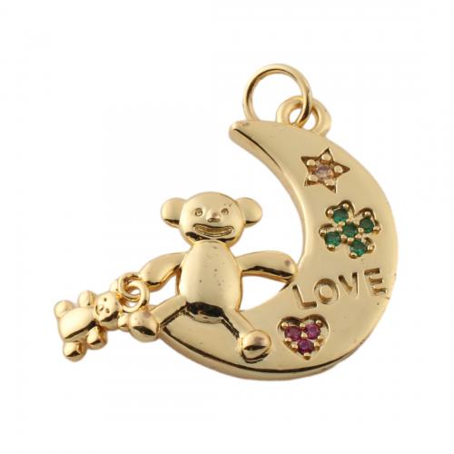 Messing hanger met micro-paved kubieke zirconia's, mode sieraden & micro pave zirconia & voor vrouw, gouden, nikkel, lood en cadmium vrij, 39x17mm, Gat:Ca 3.5mm, Verkocht door PC