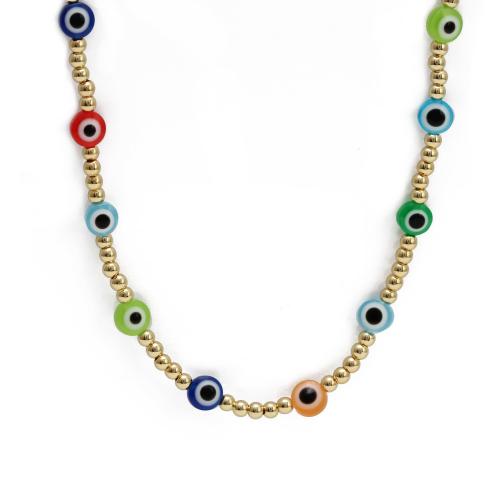 Evil Eye Smycken Collier, Mässing, med Lampwork, guldfärg pläterade, mode smycken & onda ögat mönster & för kvinna, fler färger för val, nickel, bly och kadmium gratis, Säljs av PC