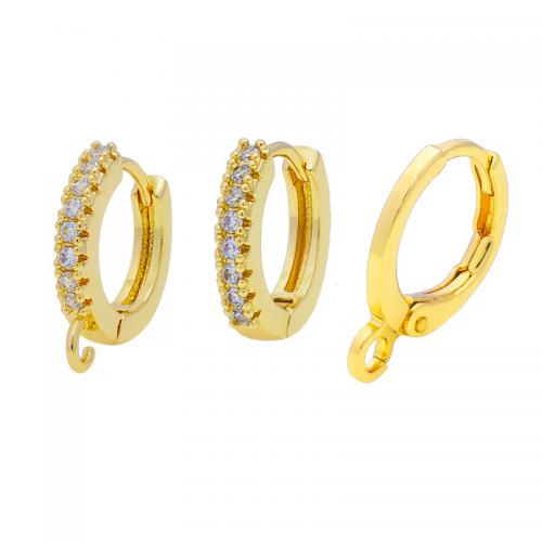 Messing Hoop Earring Components, gold plated, DIY & verschillende stijlen voor de keuze & micro pave zirconia, gouden, nikkel, lood en cadmium vrij, Verkocht door PC