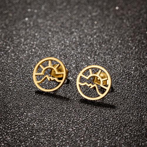 Boucle d'oreille de gaujon en acier inoxydable, Acier inoxydable 304, Rond, Placage, pour femme, plus de couleurs à choisir, 12mm, Vendu par lot