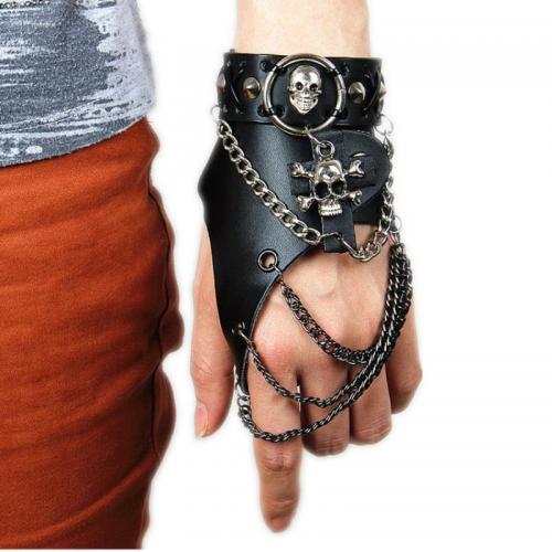 Gothic -Armband-Ring, Full-Grain Rindsleder, mit Zinklegierung, Einstellbar & Modeschmuck & unisex & verschiedene Stile für Wahl, frei von Nickel, Blei & Kadmium, 220x100mm, verkauft von PC