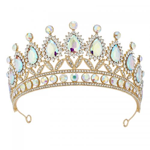 Tiaras, Sinc Alloy, le Rhinestone, jewelry faisin & do bhean & le rhinestone, dathanna níos mó le haghaidh rogha, nicil, luaidhe & caidmiam saor in aisce, Diameter:15 cm,Height:6.5 cm, Díolta De réir PC