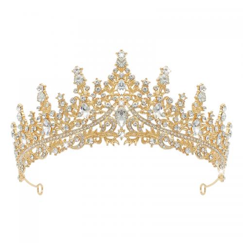 Tiaras, Sinc Alloy, le Rhinestone, jewelry faisin & do bhean & le rhinestone, dathanna níos mó le haghaidh rogha, nicil, luaidhe & caidmiam saor in aisce, Diameter:15 cm,Height:7.2 cm, Díolta De réir PC