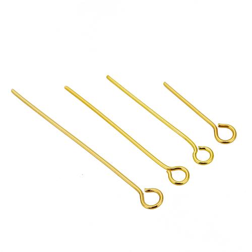 Rustfrit stål Eyepins, 304 rustfrit stål, guldfarve belagt, du kan DIY & forskellig størrelse for valg, gylden, 1000pc'er/Bag, Solgt af Bag