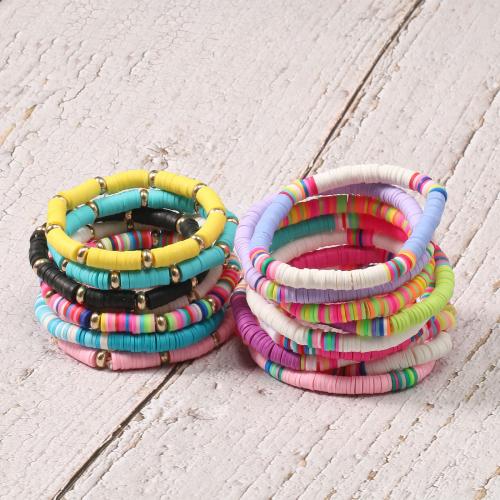 Bijoux bracelets de mode, argile de polymère, avec laiton, Placage de couleur d'or, bijoux de mode & unisexe & styles différents pour le choix, plus de couleurs à choisir, Longueur Environ 18 cm, Vendu par PC