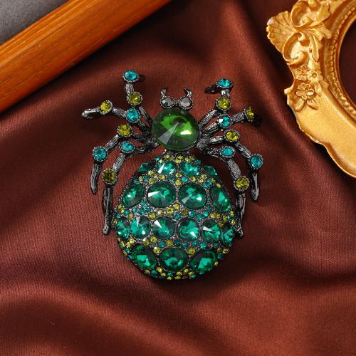 Zinc Alloy Brocher, Spider, Halloween Design & Unisex & med rhinestone, nikkel, bly & cadmium fri, 49x66mm, Ca. 10pc'er/Lot, Solgt af Lot