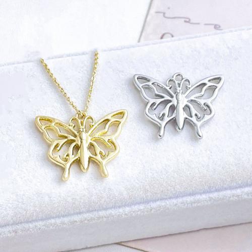 Zinc Alloy Animal Pendants Butterfly plated DIY & hollow nickel lead & cadmium free Sold By PC