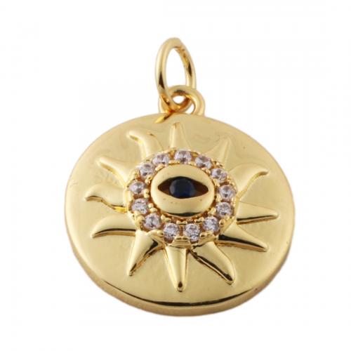 Cubic Zirconia Micro Pave Brass Pendant fashion jewelry & Unisex & micro pave cubic zirconia golden nickel lead & cadmium free Approx 3mm Sold By PC