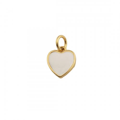 Pendente di ottone in forma cuore, gioielli di moda & unisex & smalto, dorato, assenza di nichel,piombo&cadmio, 10x8.50mm, Foro:Appross. 3mm, Venduto da PC