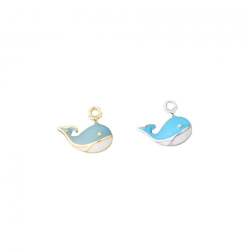 Brass Jewelry Pendants Whale 14K gold plated DIY & enamel Sold By PC