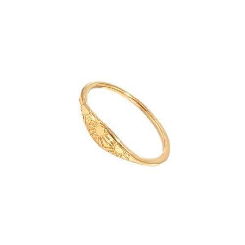 Titanium Steel Finger Ring plated & for woman golden Sold By PC