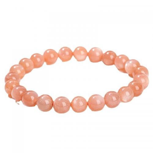 Bracelets de pierres précieuses, pierre du soleil, Rond, bijoux de mode & normes différentes pour le choix & pour femme, orange, Longueur Environ 18 cm, Vendu par PC