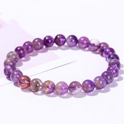 Quartz Bracelets Amethyst Round fashion jewelry & for woman purple Length Approx 18 cm Sold By PC