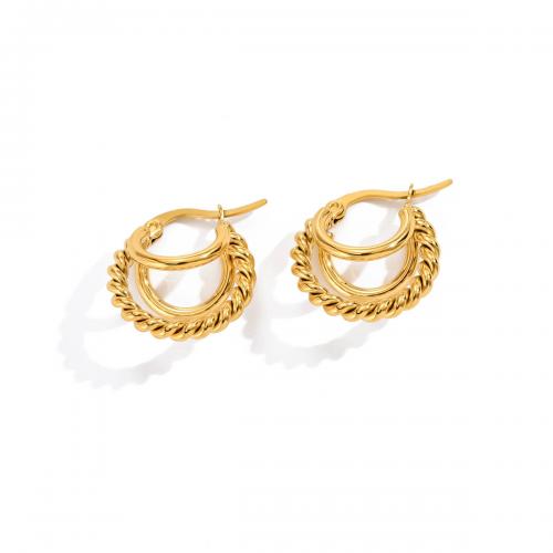 Titanium Steel  Earring 18K gold plated fashion jewelry & for woman golden Sold By Pair