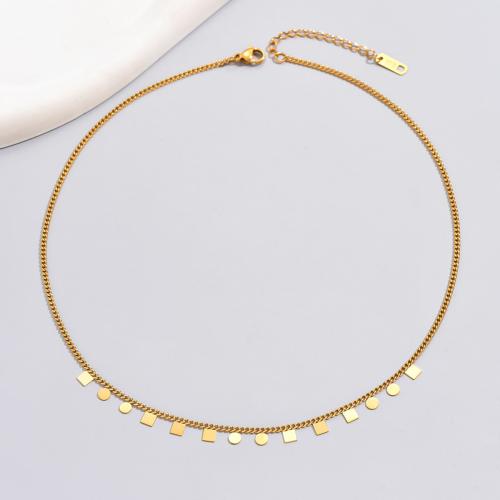 Collier d'acier titane, avec 6cm chaînes de rallonge, Plaqué or 18K, bijoux de mode & pour femme, doré, Vendu par Environ 41 cm brin